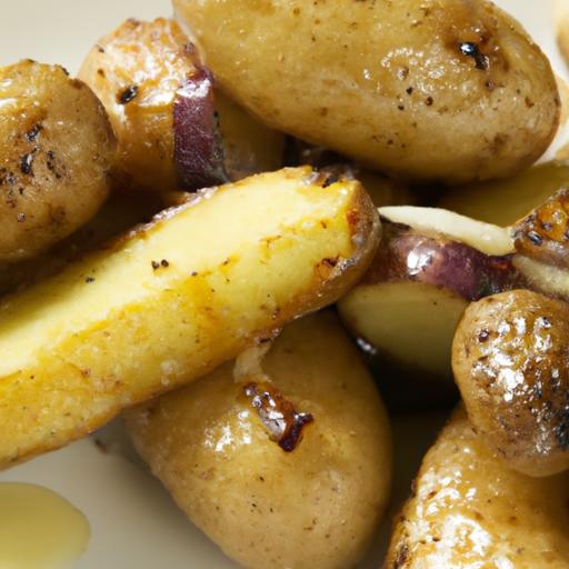 golden Roasted Fingerlings with Zesty Garlicky Shallot ​Sauce