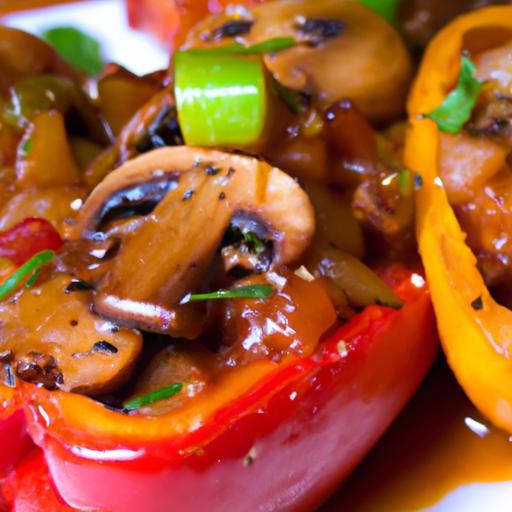 Delicious Harmony: Tofu-Stuffed Peppers with Mushrooms