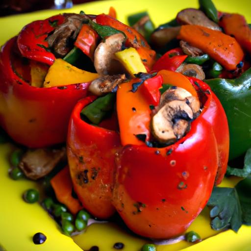 Delicious Harmony: Tofu-Stuffed Peppers with Mushrooms