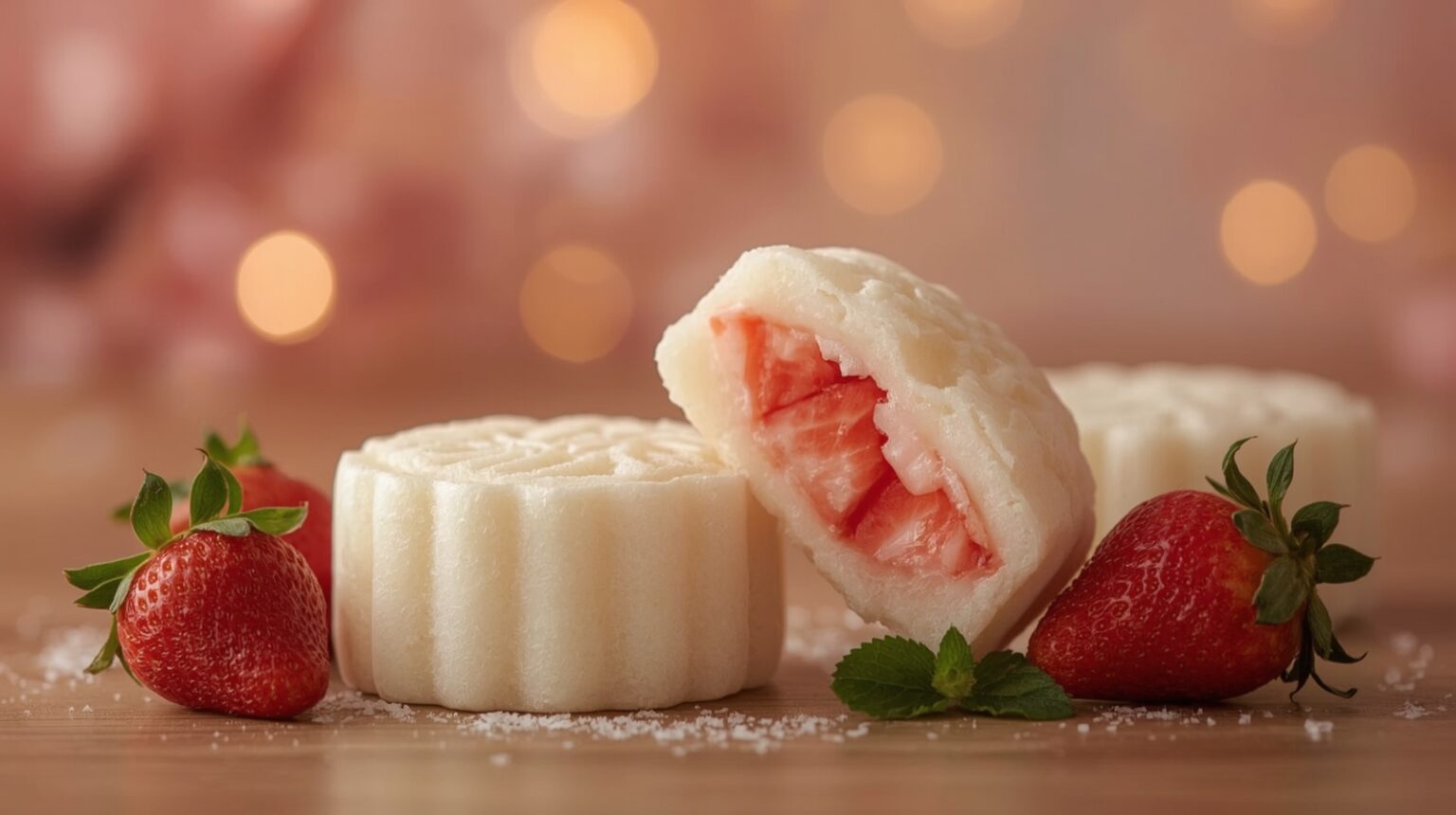 Strawberry Snow Skin Mooncakes