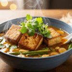 Ginger Miso soup with Crispy Tofu