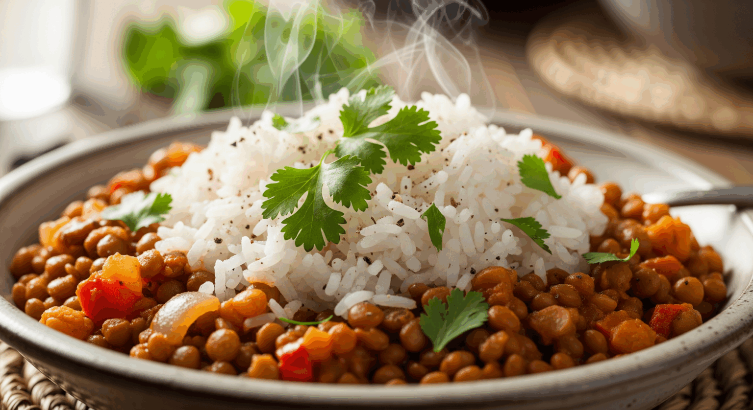 Savor the Tropics: Coconut Caribbean Rice and Lentils Delight