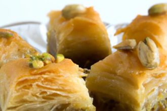 Preheat your oven to 350°F (175°C). Grease a large baking dish with butter. In a bowl, combine the chopped walnuts, pistachios, and cinnamon. Set aside. Take the kataifi pastry and gently pull apart and fluff the strands, ensuring there are no clumps. Place half of the kataifi in the greased dish.Drizzle half of the melted butter evenly over the pastry. Evenly spread the nut mixture over the kataifi layer. Cover the nut layer with the remaining kataifi, and pour the rest of the melted butter over the top, ensuring all strands are well-coated. Bake in the preheated oven for 30-40 minutes or until golden brown. While the baklava is baking, combine water, sugar, honey, and vanilla extract in a saucepan over medium heat. Stir until dissolved, and allow to boil for 10 minutes. Remove from heat and let cool slightly. Once baked, remove the dish from the oven and promptly pour the syrup over the hot baklava, allowing it to soak in. Let cool completely, then cut into diamond shapes. Optional: garnish with crushed pistachio crumbs for an extra touch of elegance. Chef's Notes To achieve the best results, consider thes tips: Ensure the kataifi pastry is fully thawed for easier handling before preparation. You can customize the filling by incorporating almonds or even different spices like nutmeg for a flavor twist. For a more indulgent experience, drizzle additional honey on top before serving. faisaliyeh can be made in advance; just ensure it is stored in an airtight container to maintain its crispness.