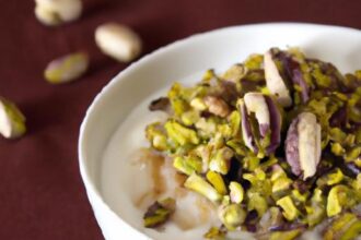 Indulge in Creamy Rice Pudding Topped with Crunchy Pistachios